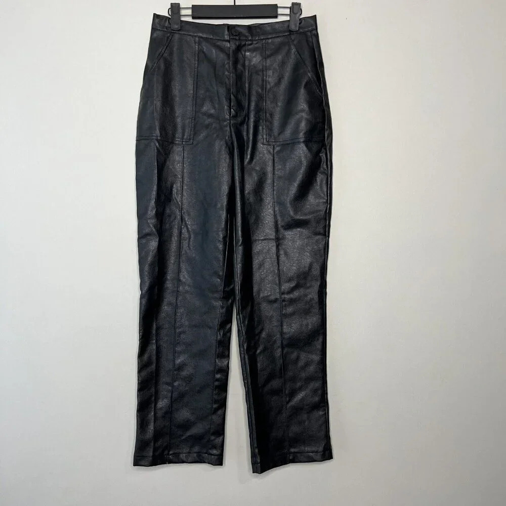 Princess Polly Faux Leather Black Pants Sz 6